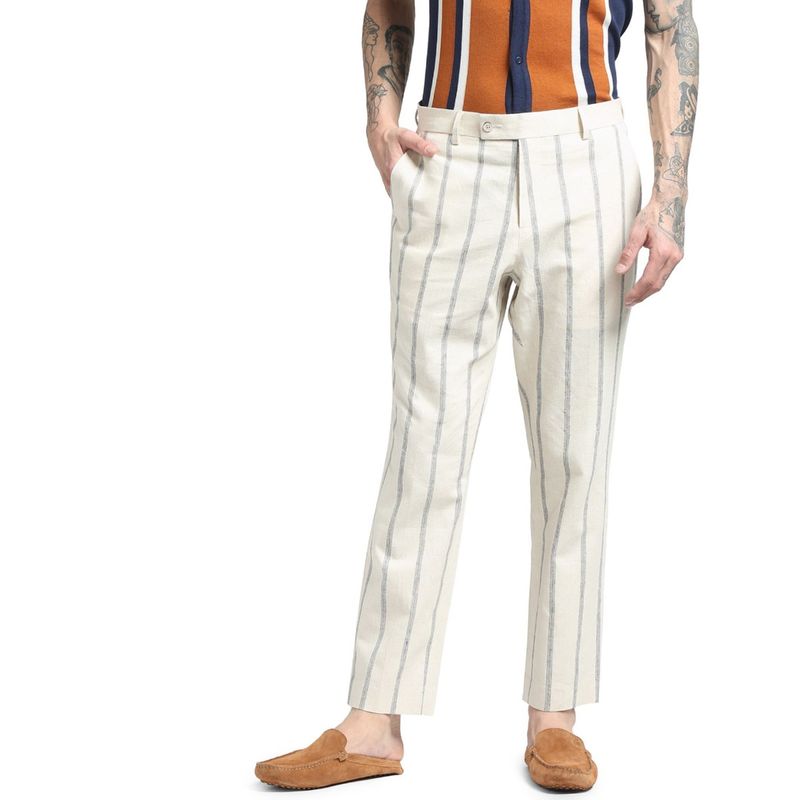 Jack & Jones Beige Striped Pants -48