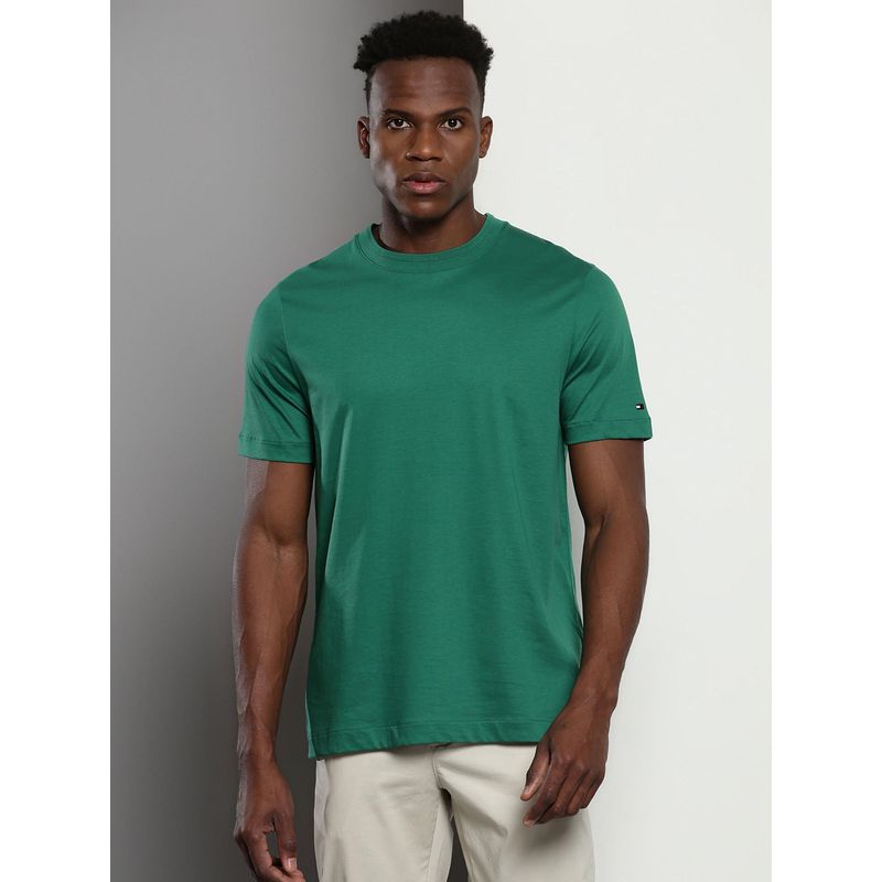 Tommy Hilfiger Mens Green Solid T-Shirt (L)