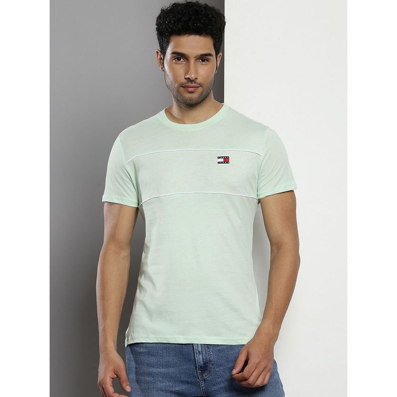 Tommy Hilfiger Mens Green Solid T-Shirt (L)
