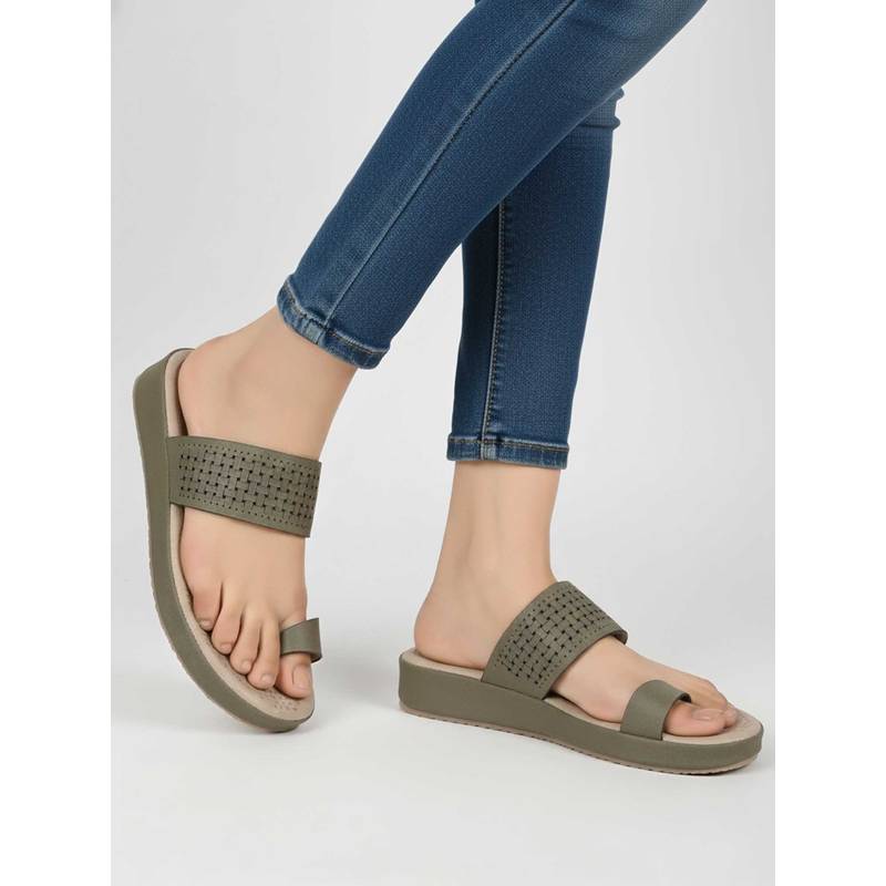 LYDC LONDON Women Olive Eva Slip On Sandals (UK 3)