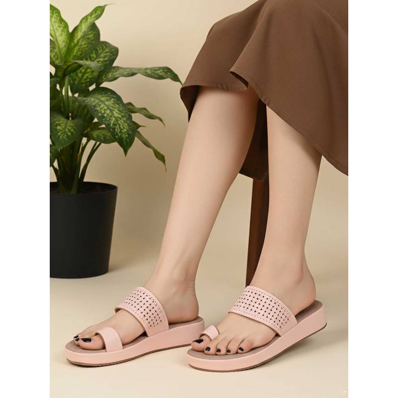 LYDC LONDON Women Peach Eva Slip On Sandals (UK 4)