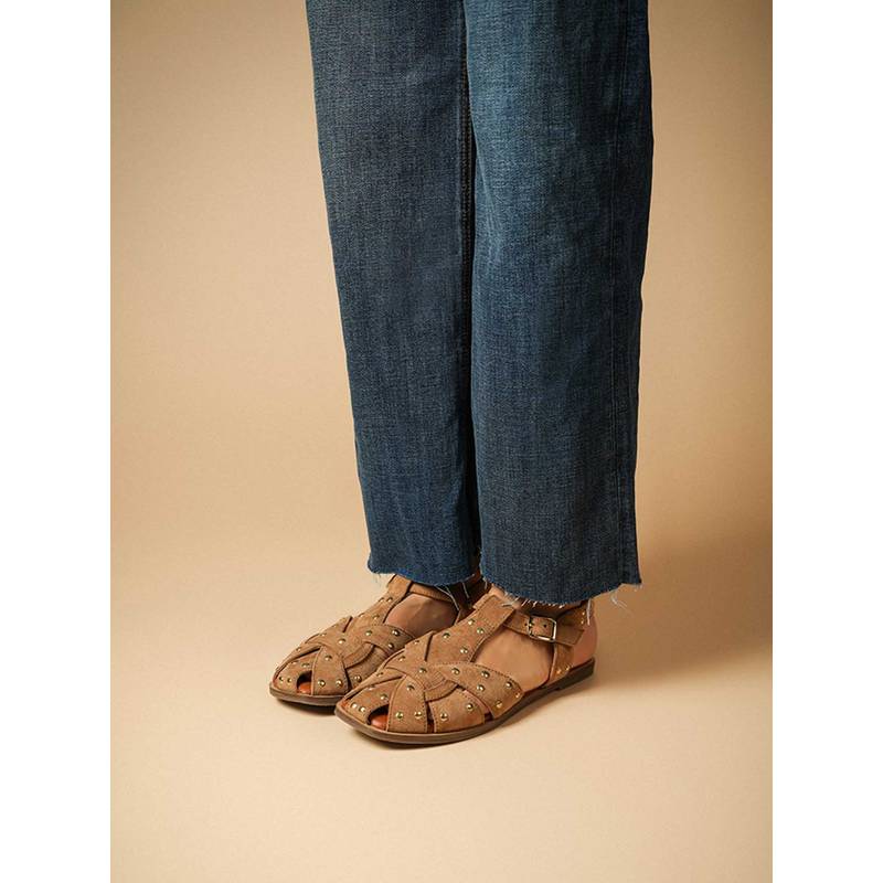 Theater Women Tan PU Buckle Sandals (EURO 38)