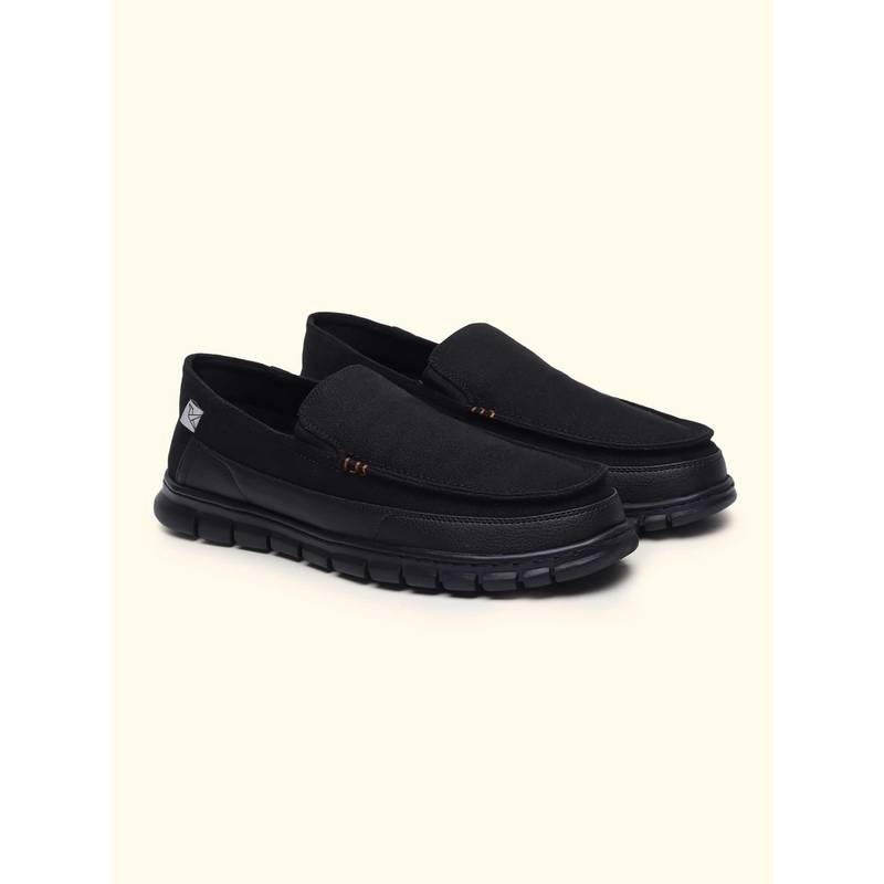 Yoho Men Black Canvas Slip On Loafers (UK 8)