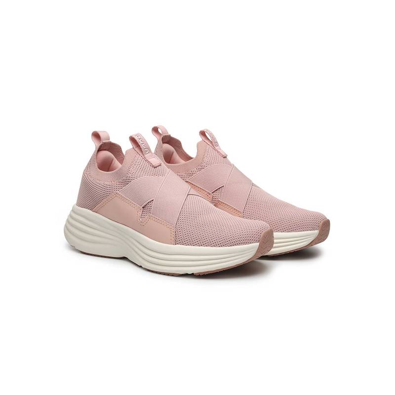 Yoho Women Pink Knitted Slip On Sneakers (UK 4)