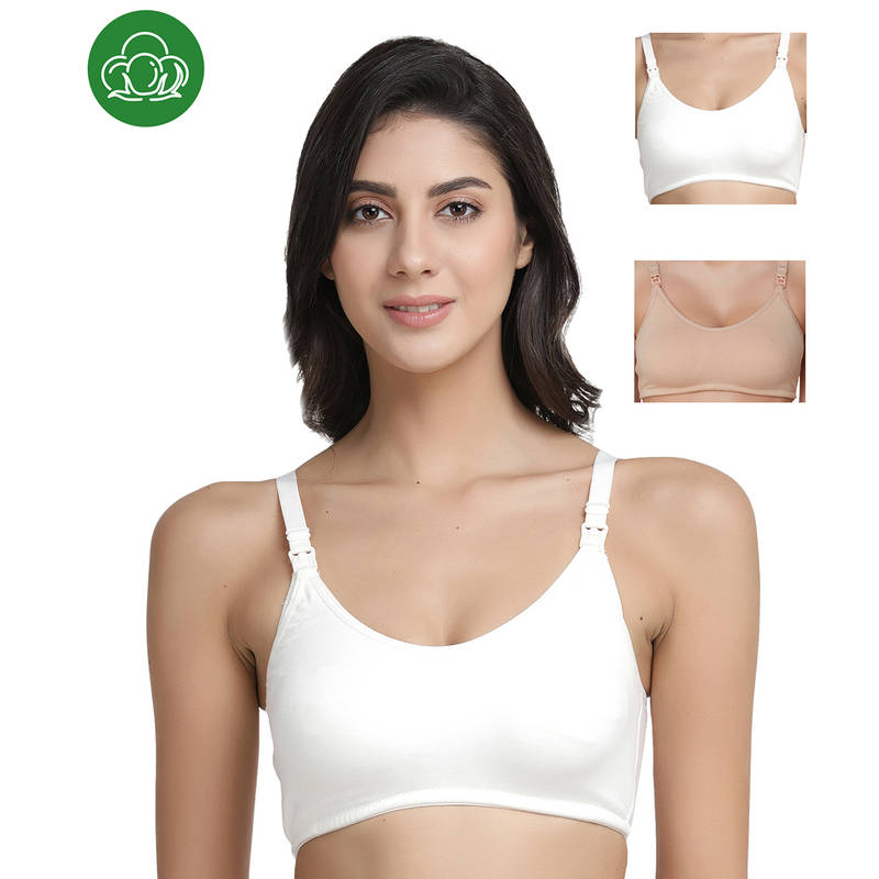 Inner Sense Organic Antimicrobial Soft Nursing Bra Pack of 3 - Multi-Color (32B)