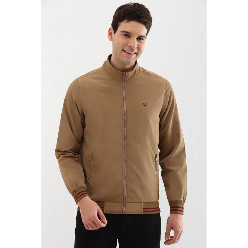 Allen Solly Men Khaki Solid Full Sleeves Casual Jacket (M)
