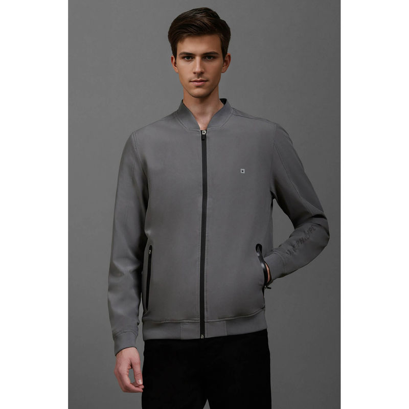 Louis Philippe Men Casual Grey Solid Jackets (S)
