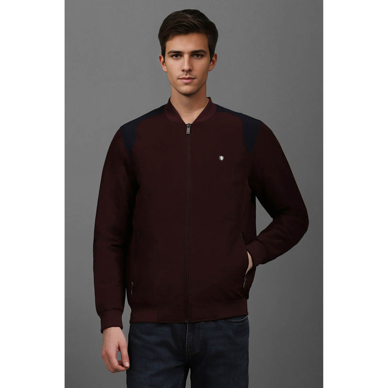 Louis Philippe Men Casual Maroon Colorblock Jackets (M)