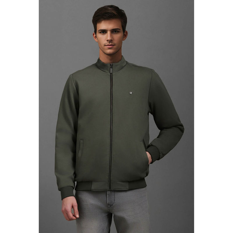 Louis Philippe Men Casual Olive Solid Jackets (S)