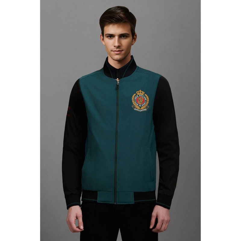 Louis Philippe Men Casual Green Colorblock Jackets (M)