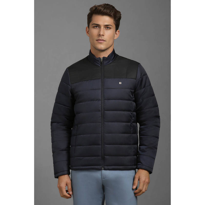 Louis Philippe Men Casual Navy Solid Jackets (S)