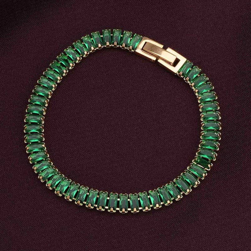 Buy Palmonas Emerald Link Green Stone Bracelet for Womens - Waterproof ...