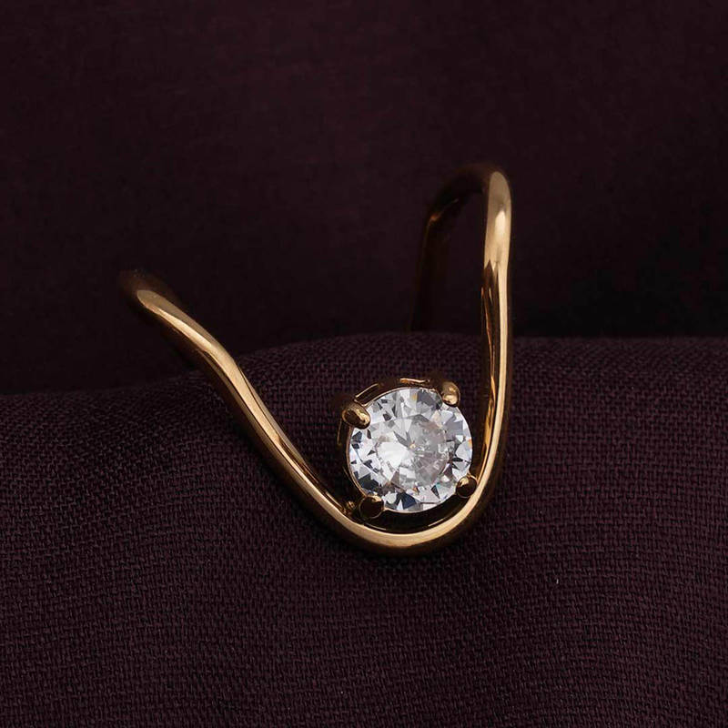 Palmonas Womens Waterproof and Anti Tarnish Trendy Curve Diamond Ring (6)