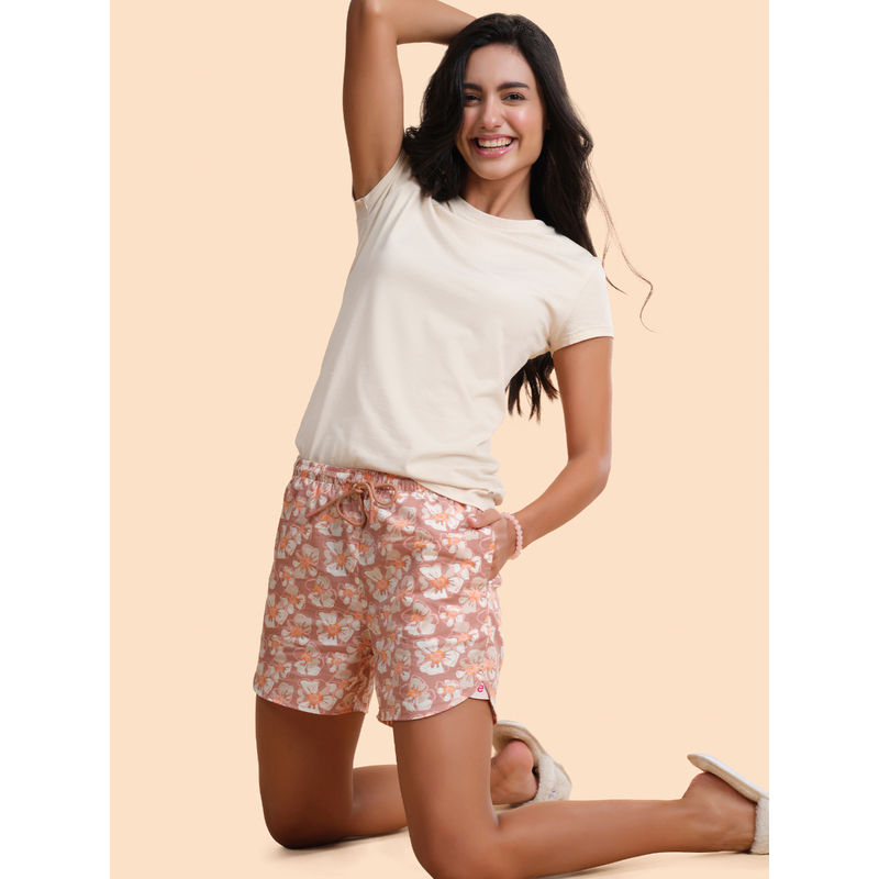 Enamor Mid Rise Mid Thigh Length Adjustable drawstring Hangout Shorts For Women - E7A1 (L)