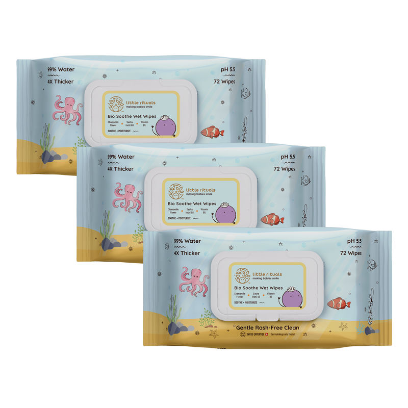 Little Rituals Bio Soothe Wet Wipes - Pack of 3