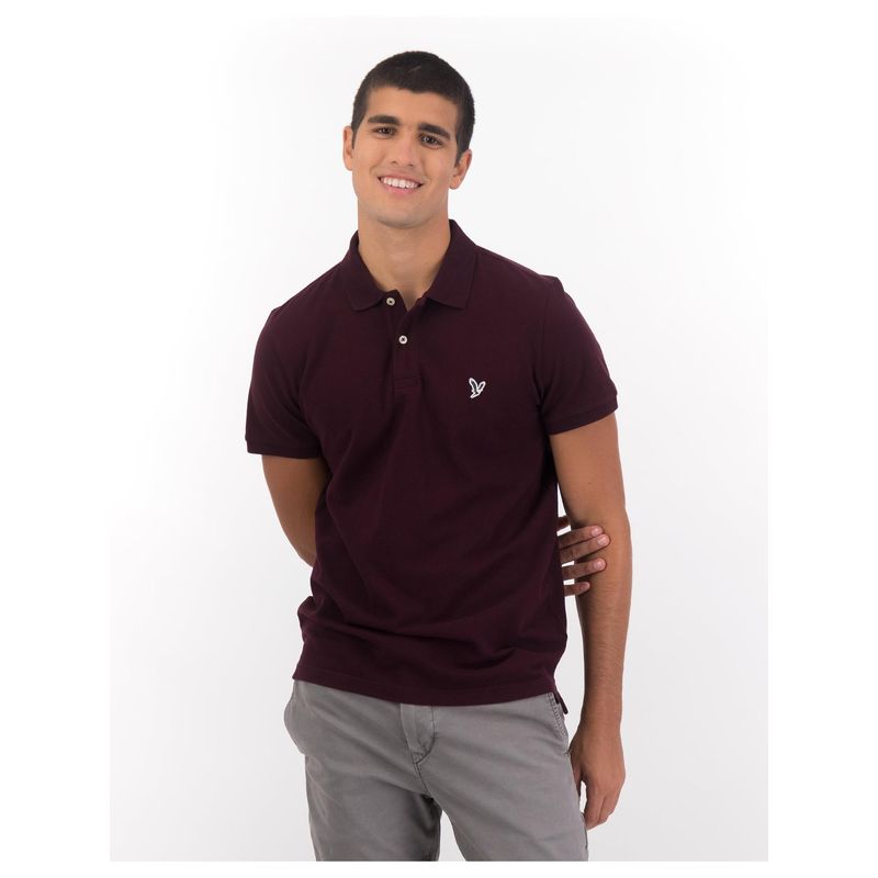 American Eagle Burgundy Slim Flex Polo T-Shirt (M)