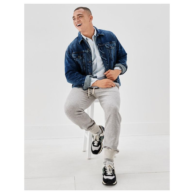 American Eagle Men Blue Denim Trucker Jacket (L)