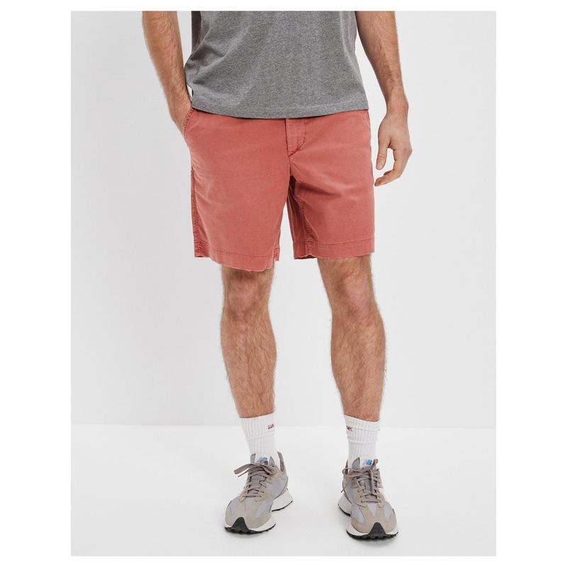 American Eagle Men Peach Flex 9 Inches Lived-In Khaki Short (34)