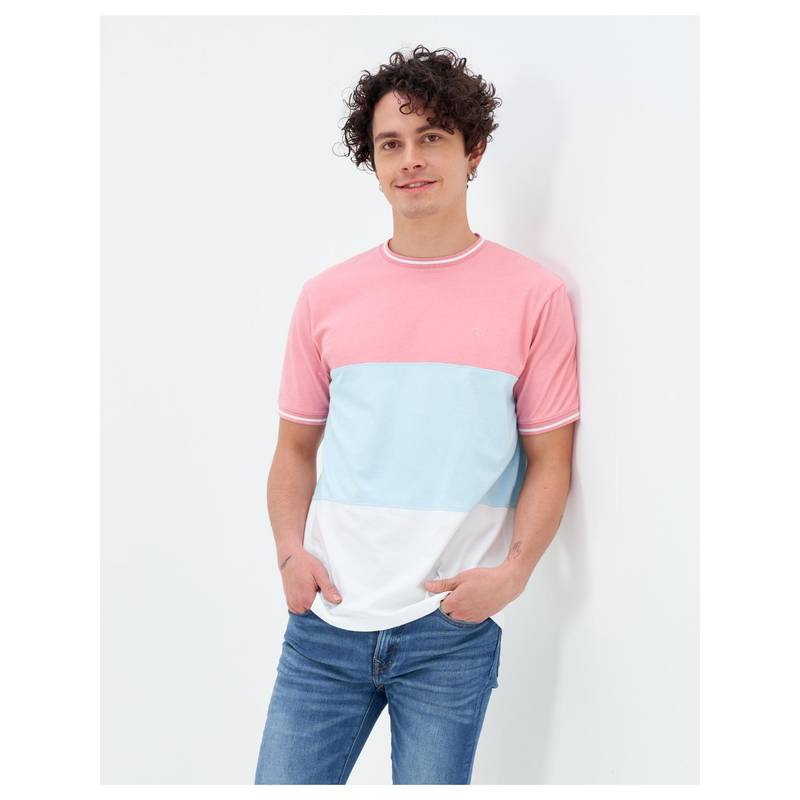 Buy American Eagle Men Pink Super Soft Colorblock T-Shirt Online