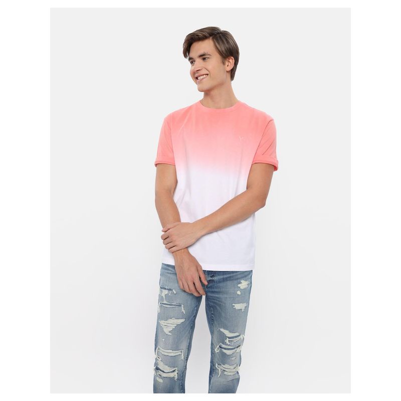 American Eagle Men Pink Super Soft Dip Dye Ombre T-Shirt (XL)