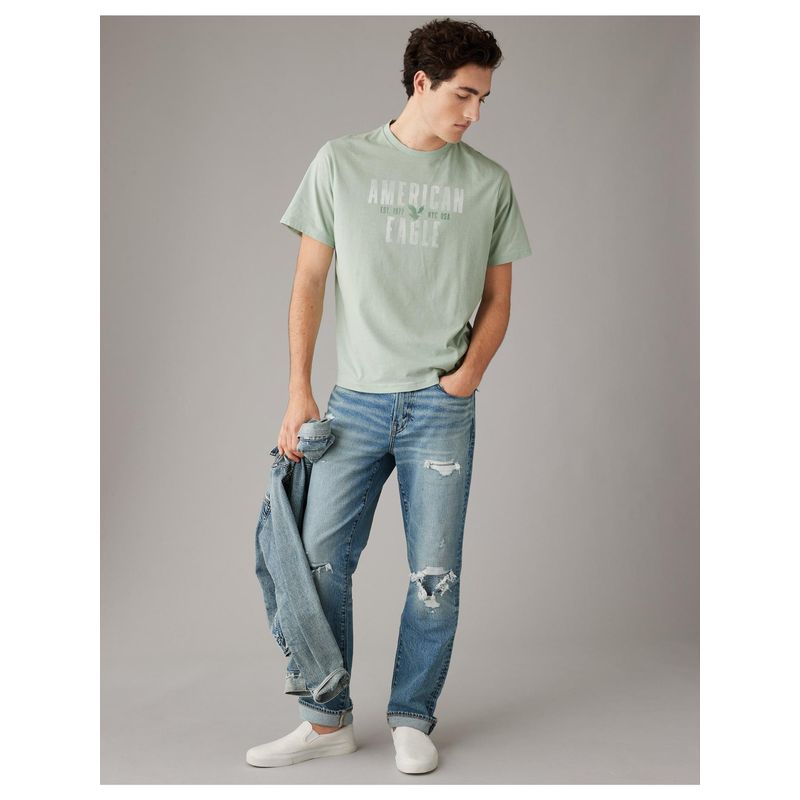 American Eagle Men Green Logo Graphic T-Shirt (M)