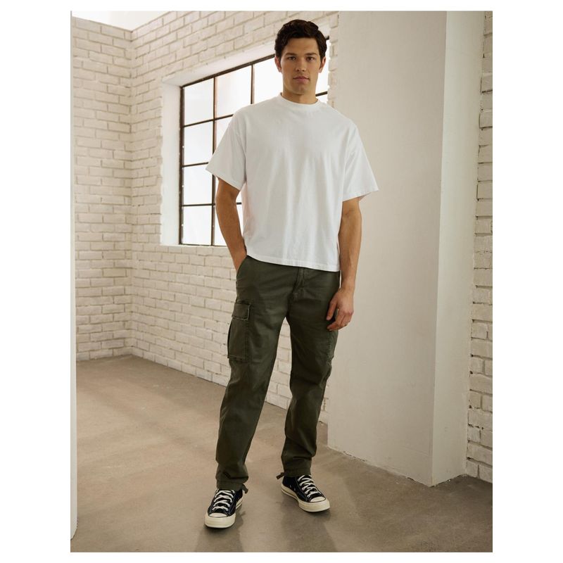 American Eagle Men Olive Flex Lived-In Cargo Pant (34 x 30)