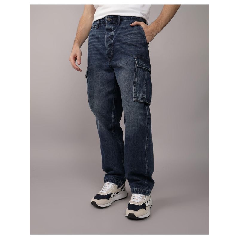 American Eagle Men Navy Blue Athletic Loose Cargo Jeans (29)