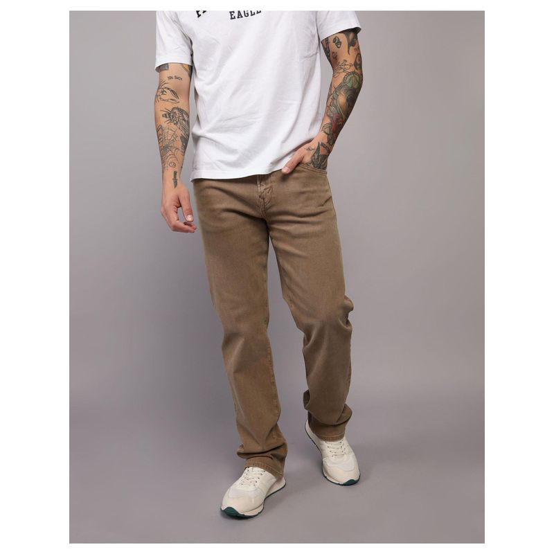 American Eagle Men Brown Easyflex Original Bootcut Jeans (33)