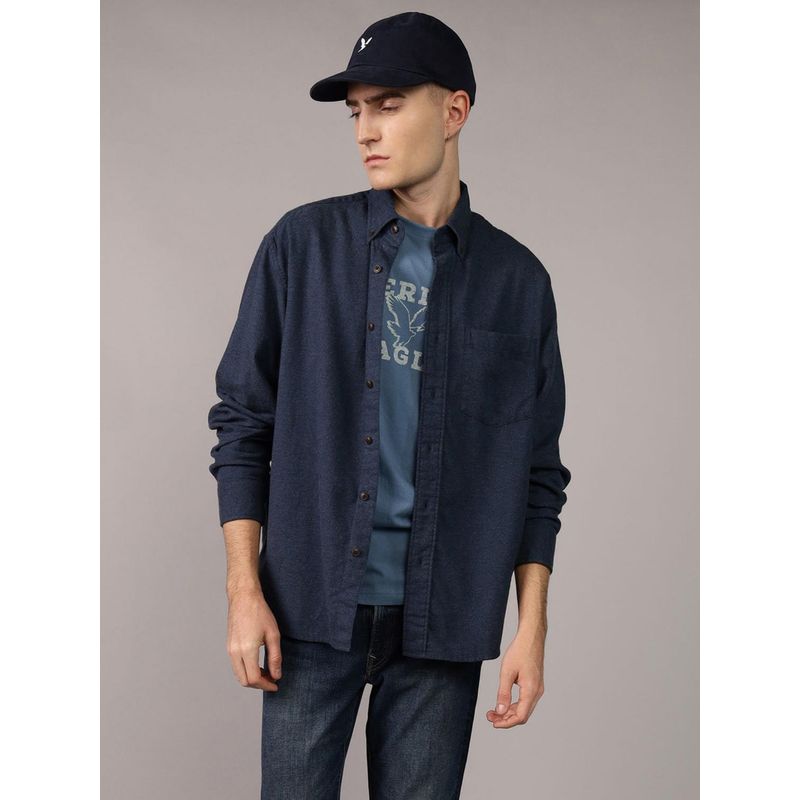 American Eagle Men Blue Fireside Flannel Shirt (S)