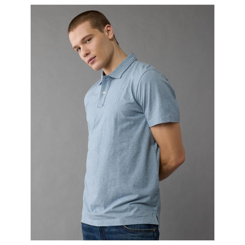 American Eagle Men Blue Logo Club Polo T-shirt (S)