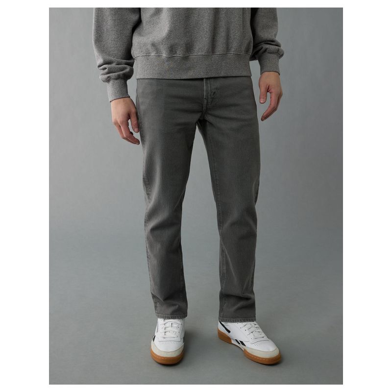 American Eagle Men Grey Easyflex Tencel Fibers Slim Straight Jeans (33 x 32)