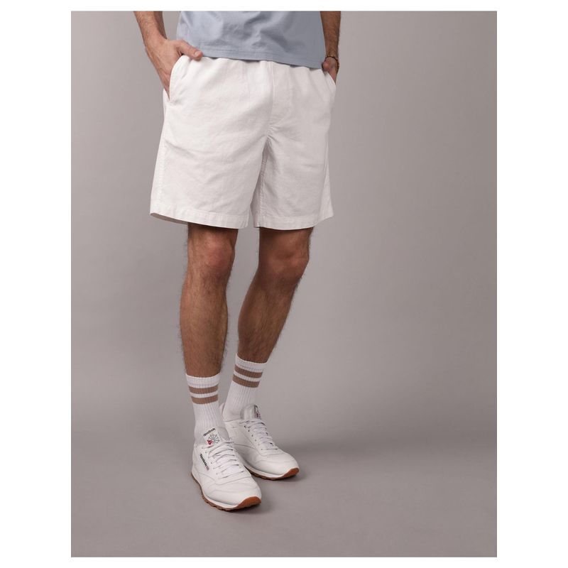 American Eagle Men Flex 8 Lived-In Linen-Blend Trekker Shorts (28)