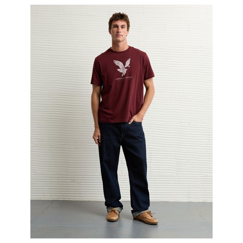 American Eagle Men Maroon Printed T-Shirt (S)