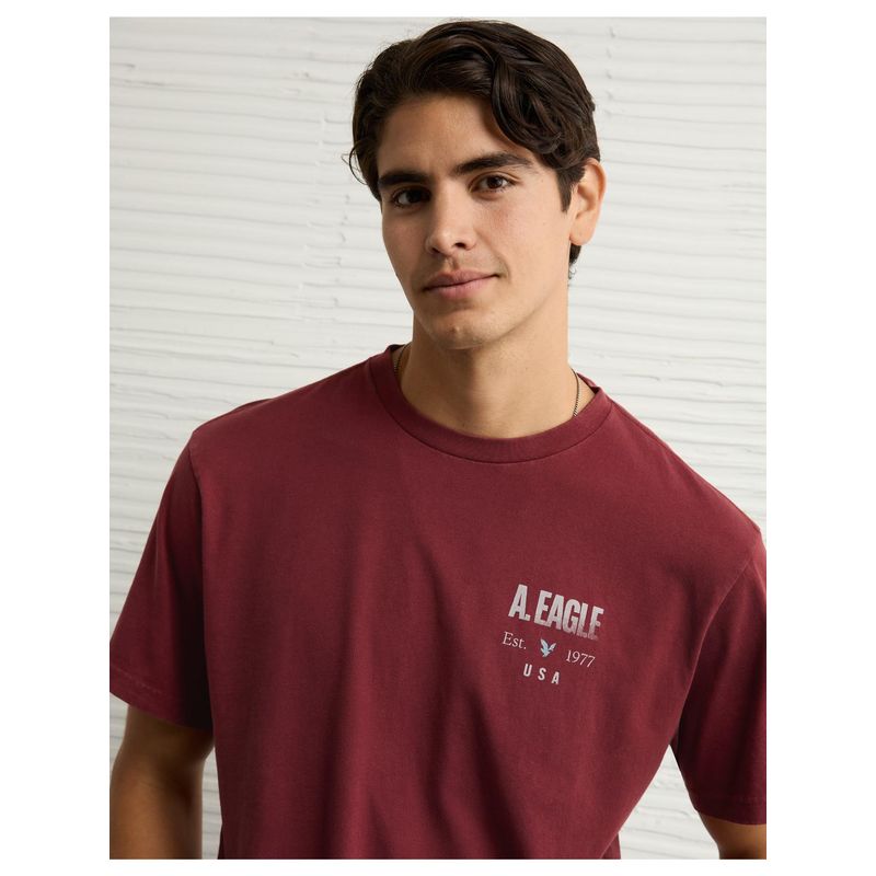 American Eagle Men Wine Logo Graphic T-Shirt (M)
