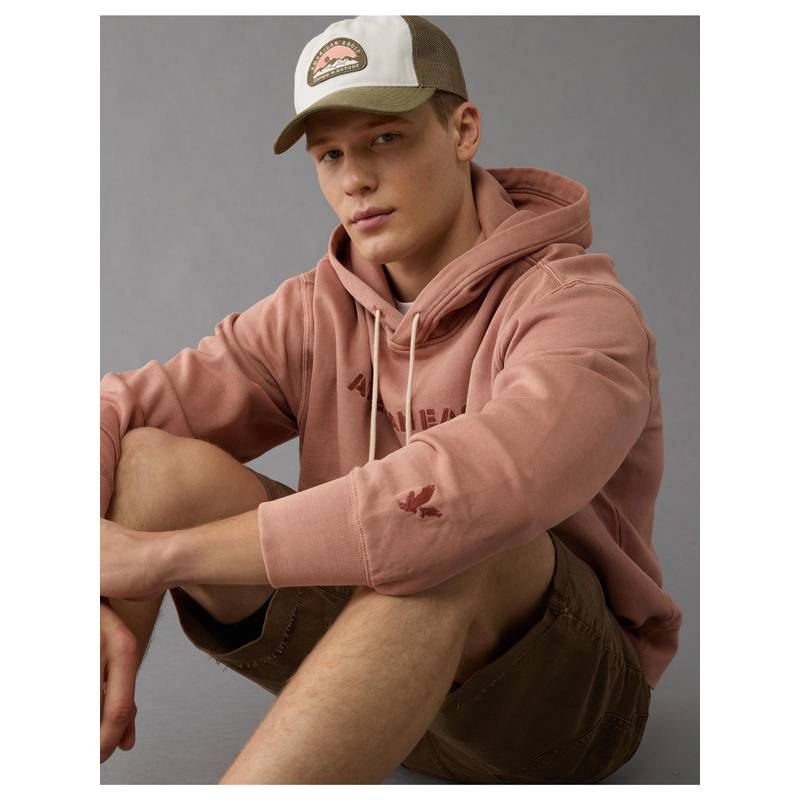 American Eagle Peach Full Sleeves Hoodie (M)