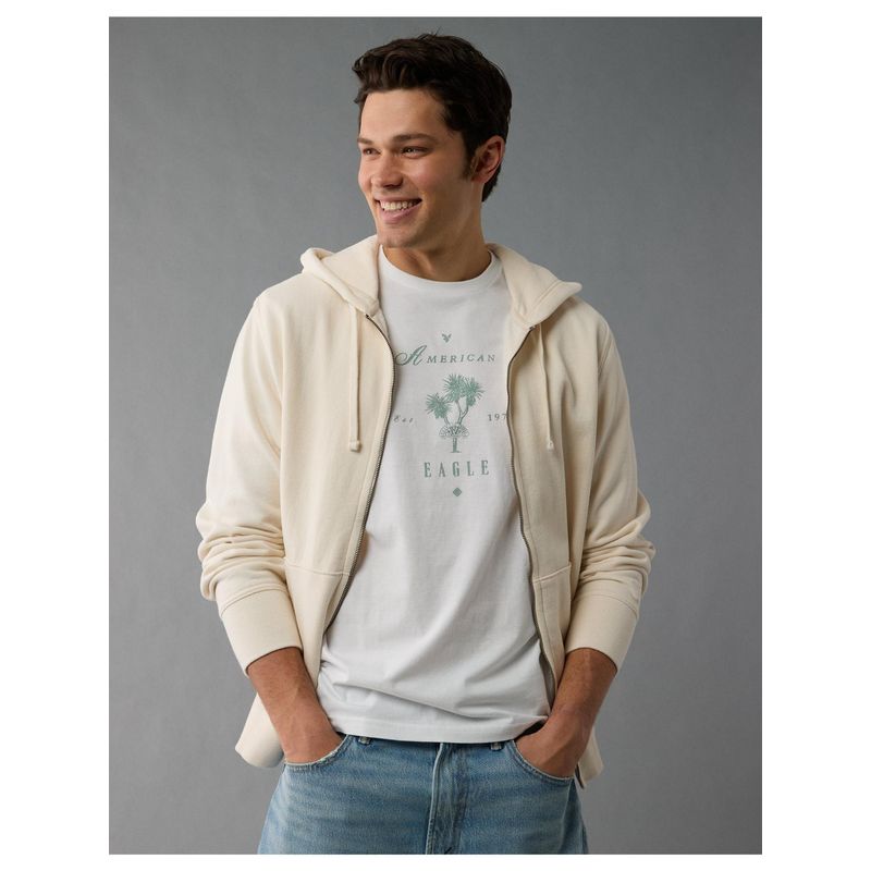 American Eagle Mens White Logo Graphic T-Shirt (M)