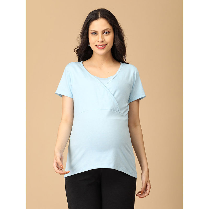 The Mom Store Light Blue Maternity and Nursing Top (S)
