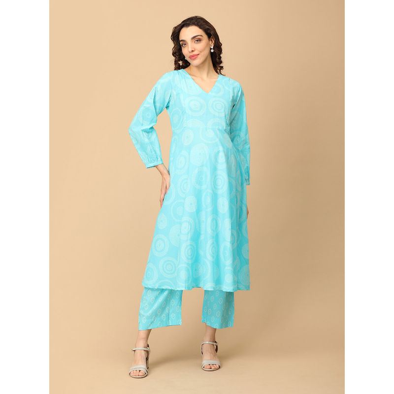 The Mom Store Neelam Niti Maternity and Nursing Kurta with Pant (Set of 2) (S)