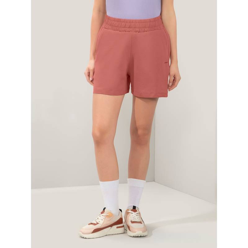Amante Women Relaxed Fit High Rise Comfort Shorts-Red (M)