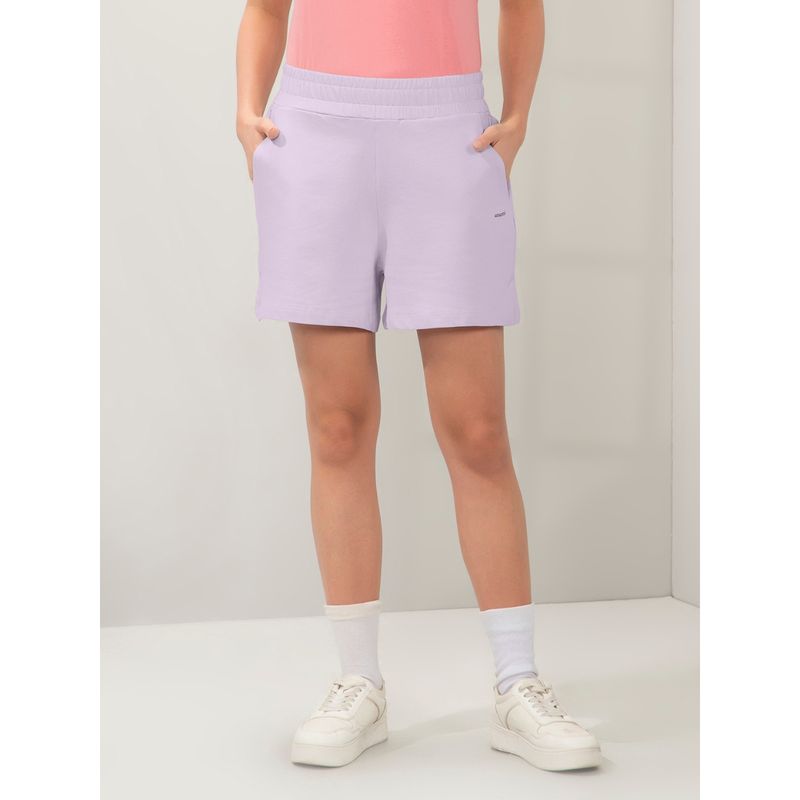 Amante Women Relaxed Fit High Rise Comfort Shorts-Lavender (S)