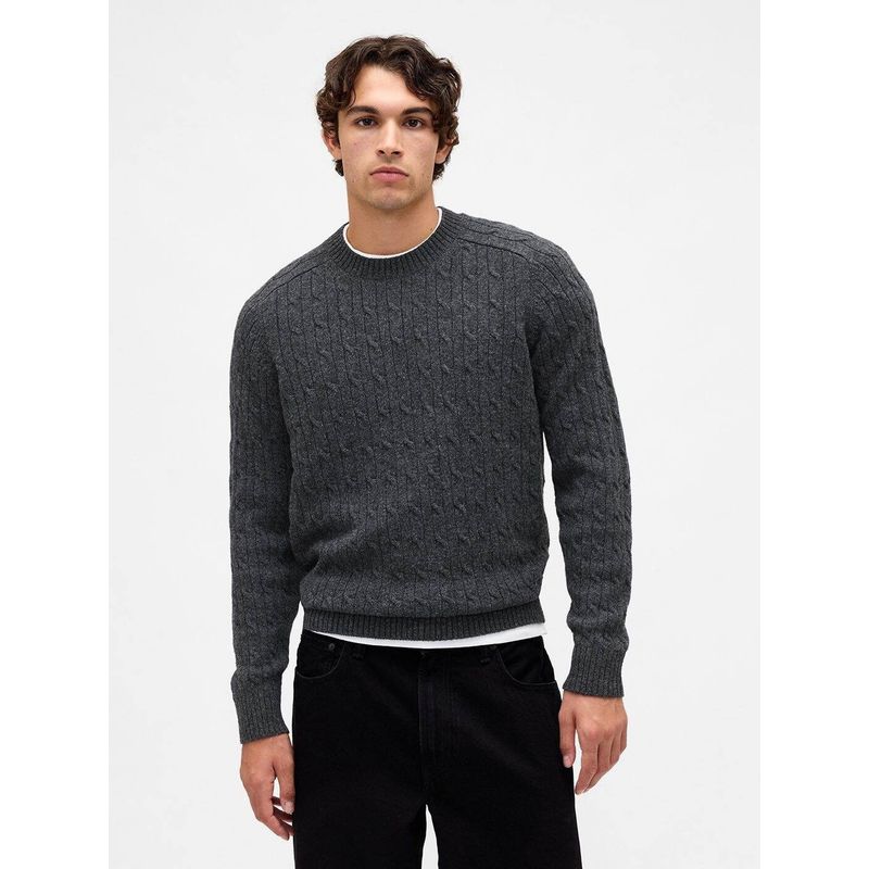 GAP Men Charcoal Knitted Textured Sweater (XS)