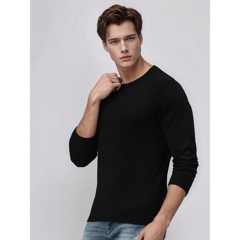 98 Degree North Men Black Wool Solid Sweater (M)