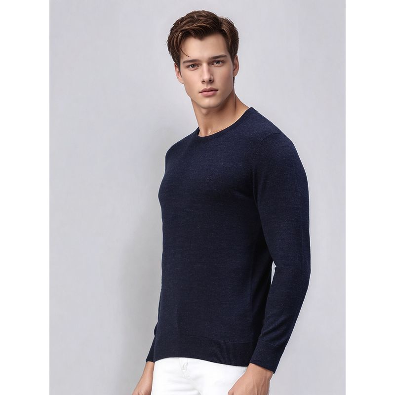 98 Degree North Men Indigo Wool Solid Sweater (S)