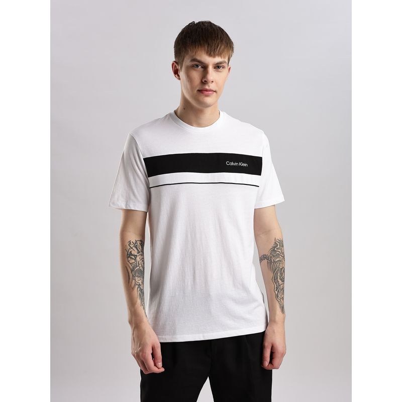 Calvin Klein Men White Solid T-Shirt (2XL)