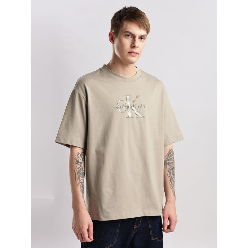 Calvin Klein Men Beige Logo T-Shirt (M)