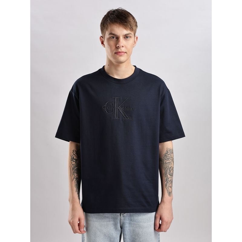 Calvin Klein Men Navy Blue Logo T-Shirt (M)