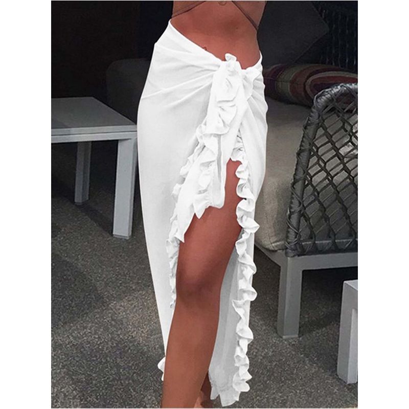 Addery Ruffled Sarong Skirt - White (L)