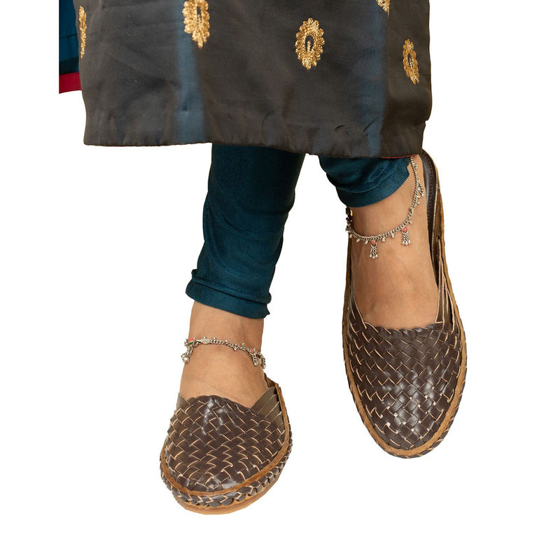 Korakari Women Patterned Brown Mules (UK 8)