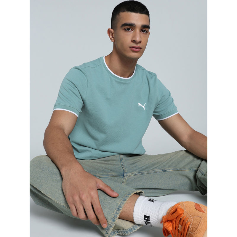 Puma Blue Ess Jacquard Solid T-Shirt (S)