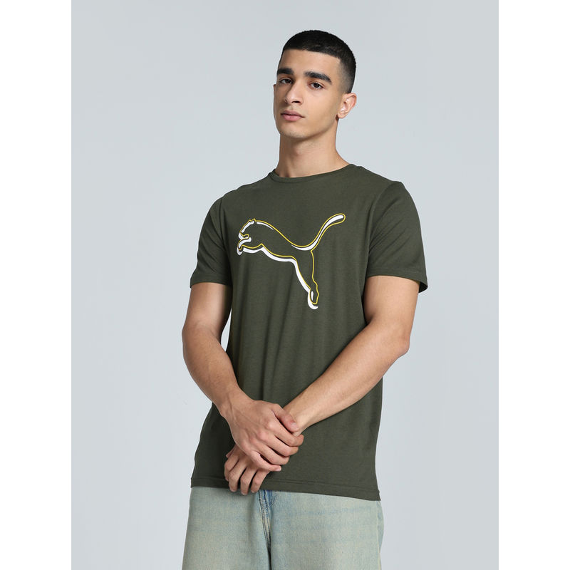 Puma Green Ess Outline Solid T-Shirt (M)